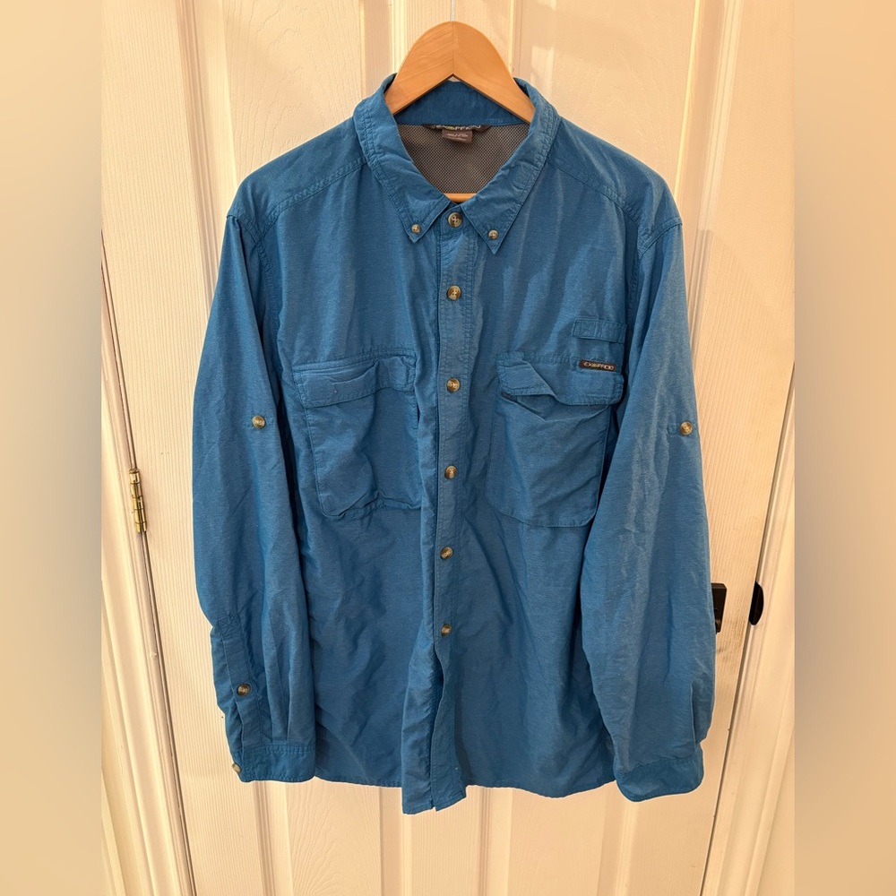 Men's Blue Button-Up outdoors shirt
